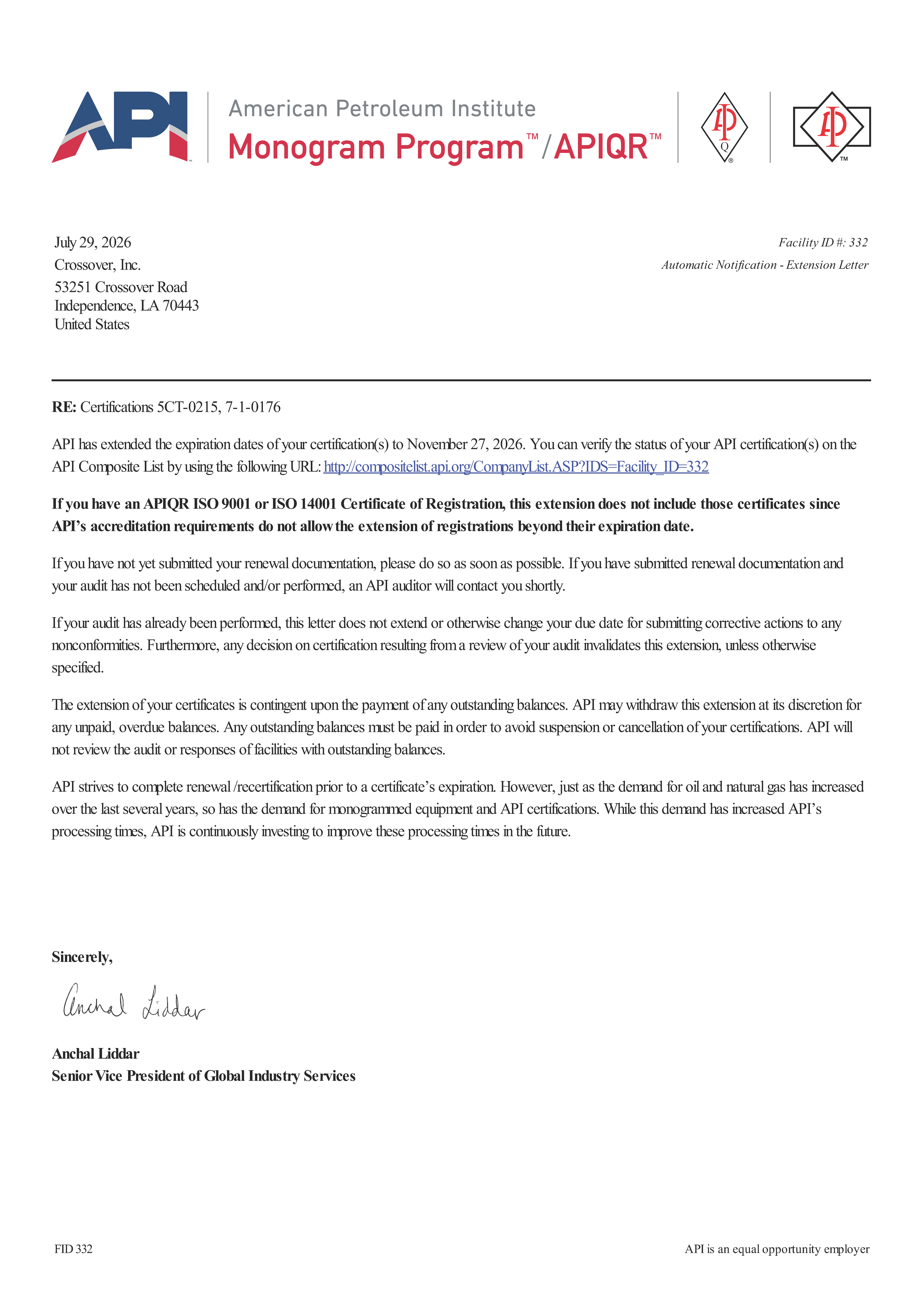 Extension Notice